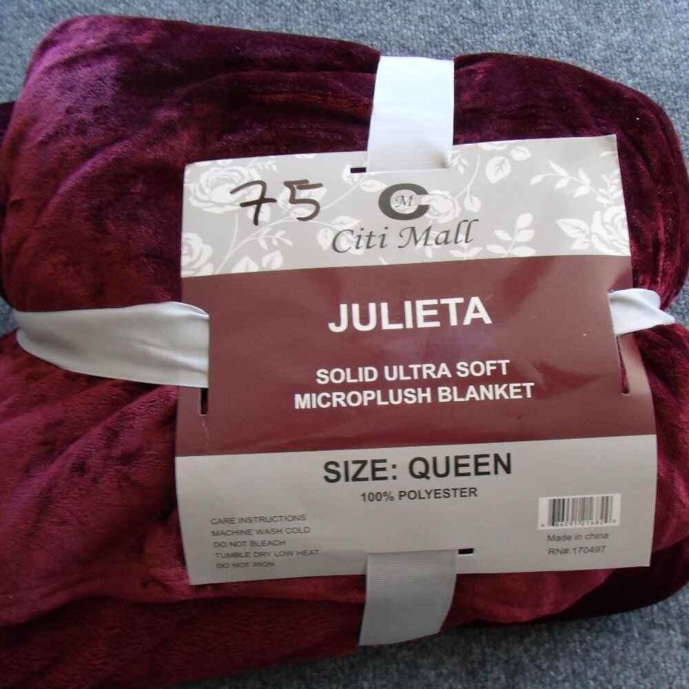 Citi Mall  Julieta  solid ultra soft  microplush blanket  QUEEN  maroon color